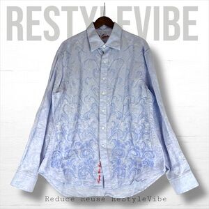 ROBERT GRAHAM Men’s Size XL Shirt Button Down Long Sleeve Linen Blend Waves
